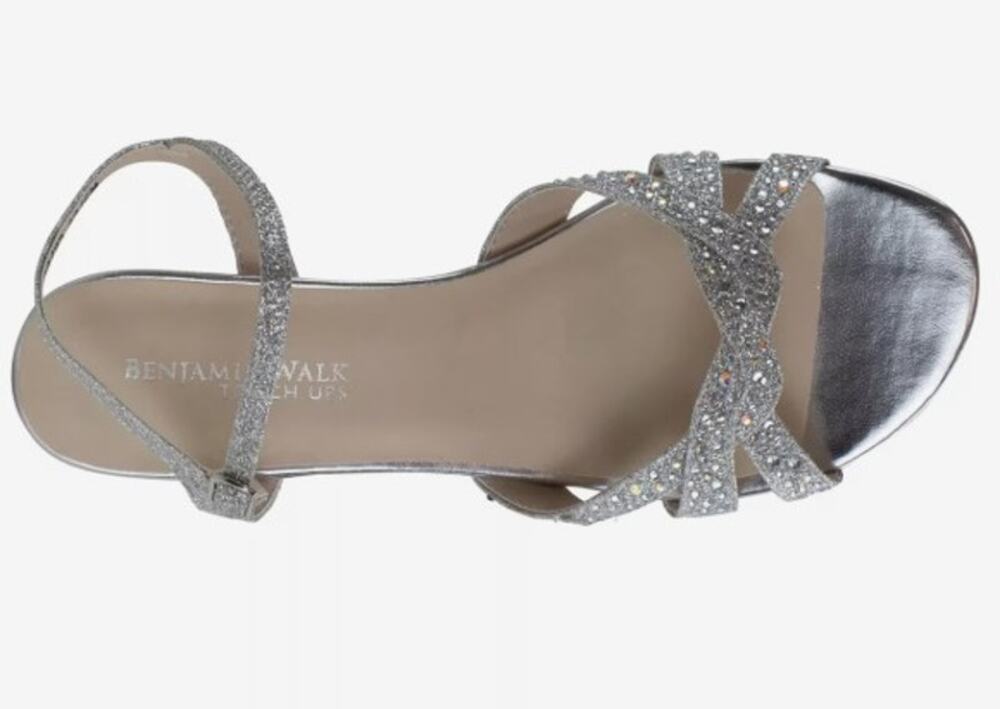 Women's 9 Wide Silver Touch Ups by Benjamin Walk Lena Wedge Sandal NEW